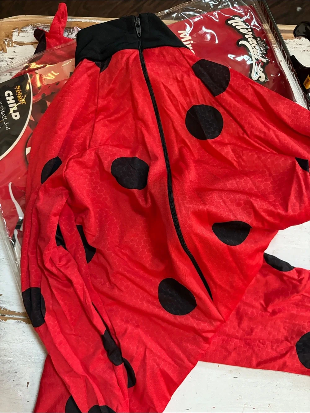 Spirit Miraculous Ladybug Red and Black Jumpsuit Costume with Wig & Mask